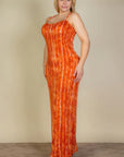 Plus Size Tie Dye Printed Cami Bodycon Maxi Dress
