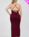 Plus Size Crisscross Back Split Thigh Maxi Dress