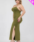 Plus Size Crisscross Back Split Thigh Maxi Dress