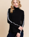 Long Sleeve Solid Mock Neck Casual Top
