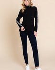 Long Sleeve Solid Mock Neck Casual Top