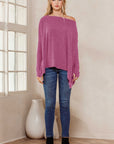 Solid Diamond Rib Printed Dolman Top