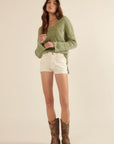 Striped Rib-knit Oversized Pocket Sweater