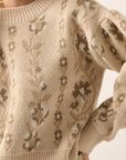 Floral Round Neck Long Sleeve Relax Fit Sweater