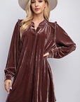 Mini Ruffle Detailing Velvet Dress