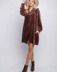 Mini Ruffle Detailing Velvet Dress