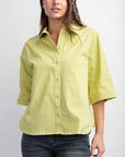 Half Slvs Stretch Poplin Button Down Shirt