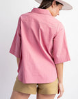 Half Slvs Stretch Poplin Button Down Shirt