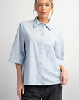 Half Slvs Stretch Poplin Button Down Shirt