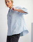 Half Slvs Stretch Poplin Button Down Shirt