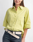 Half Slvs Stretch Poplin Button Down Shirt