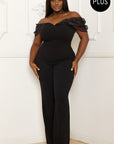 Mesh Off The Shoulder Plus Size Jumpsuit