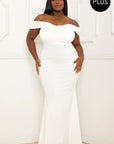Pearl Bead Off The Shoulder Plus Size Maxi Dress