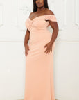 Pearl Bead Off The Shoulder Plus Size Maxi Dress