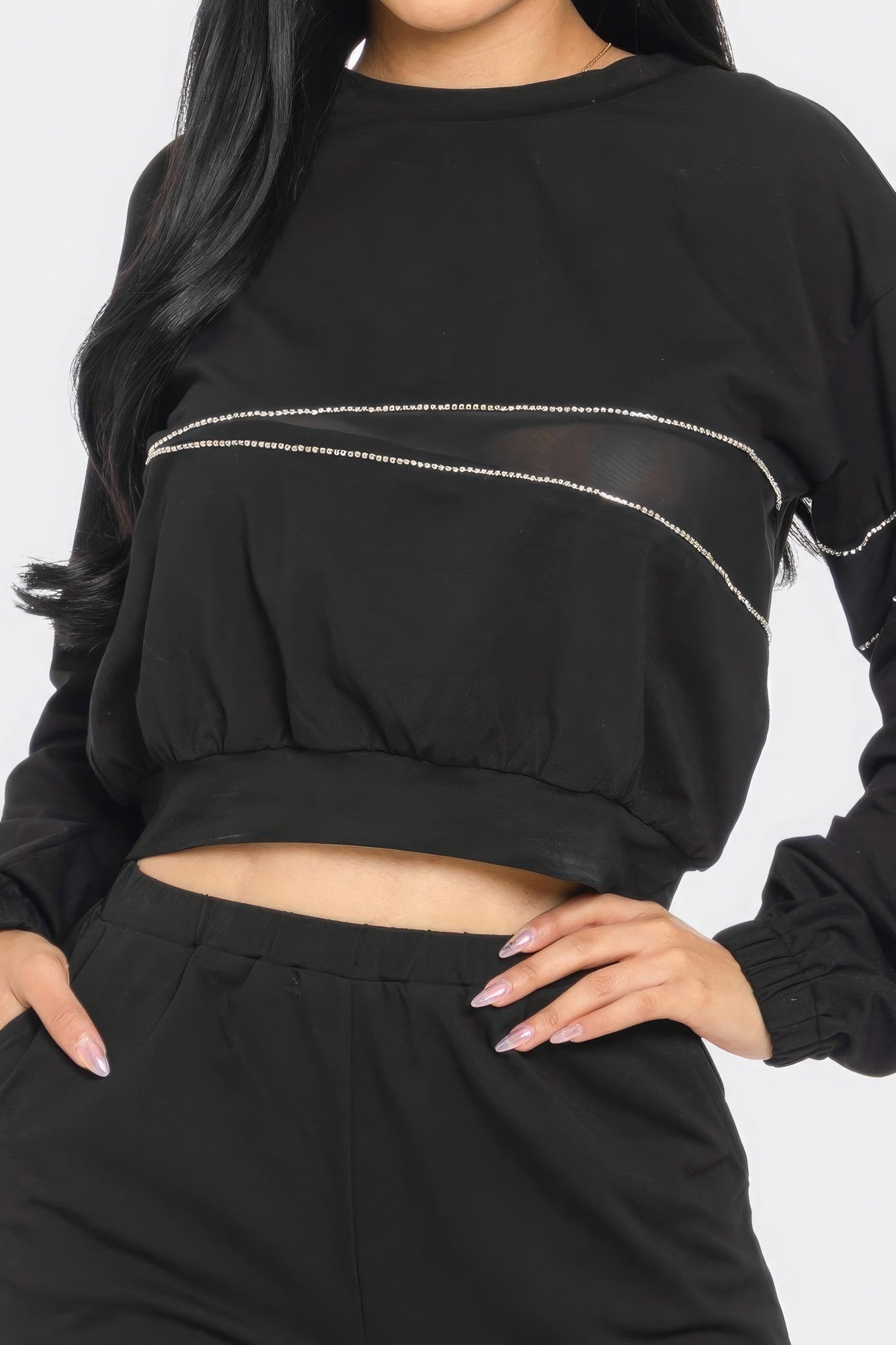 Terry Mesh &amp; Rhinestone Detail Set