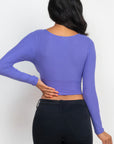 Ribbed Wrap Front Long Sleeve Top
