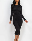 Ruched Long Sleeve Midi Dress