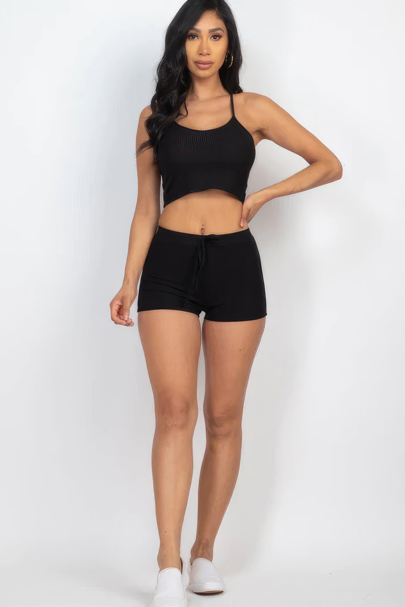 Ribbed Crop Cami Top &amp; Shorts Set