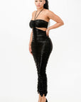 Metallic Rushed Halter Dress