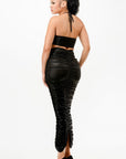 Metallic Rushed Halter Dress