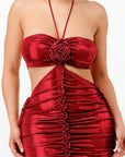 Metallic Rushed Halter Dress