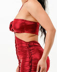 Metallic Rushed Halter Dress