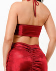 Metallic Rushed Halter Dress