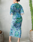 Front Ruched V-neck Midi Dress