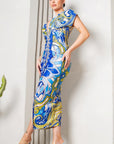 Deep V-neck Pleats Midi Dress