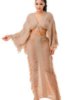 Distressed Long Skirt Set
