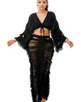 Distressed Long Skirt Set