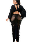 Distressed Long Skirt Set