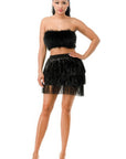 Fringe Metallic Skirt