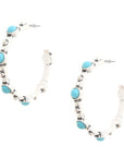 Western Turquoise Bead Open Hoop Earring
