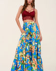 Printed Maxi Skirt With Pockets