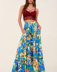 Printed Maxi Skirt With Pockets