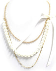 Pearl Layered Ribbon Long Necklace