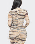 Print Mesh Mini Dress