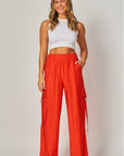 Linen Wide Leg Cargo Pants
