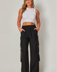 Linen Wide Leg Cargo Pants
