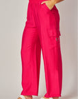 Linen Wide Leg Cargo Pants