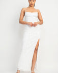 Sequin Back-crisscross Tie Slit Dress