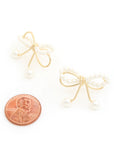 Sodajo Pear Bead Metal Bow God Dipped Earring