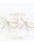 Sodajo Pear Bead Metal Bow God Dipped Earring