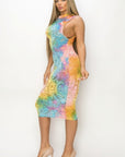 Velvet Burn Out Pattern Sexy Midi Dress